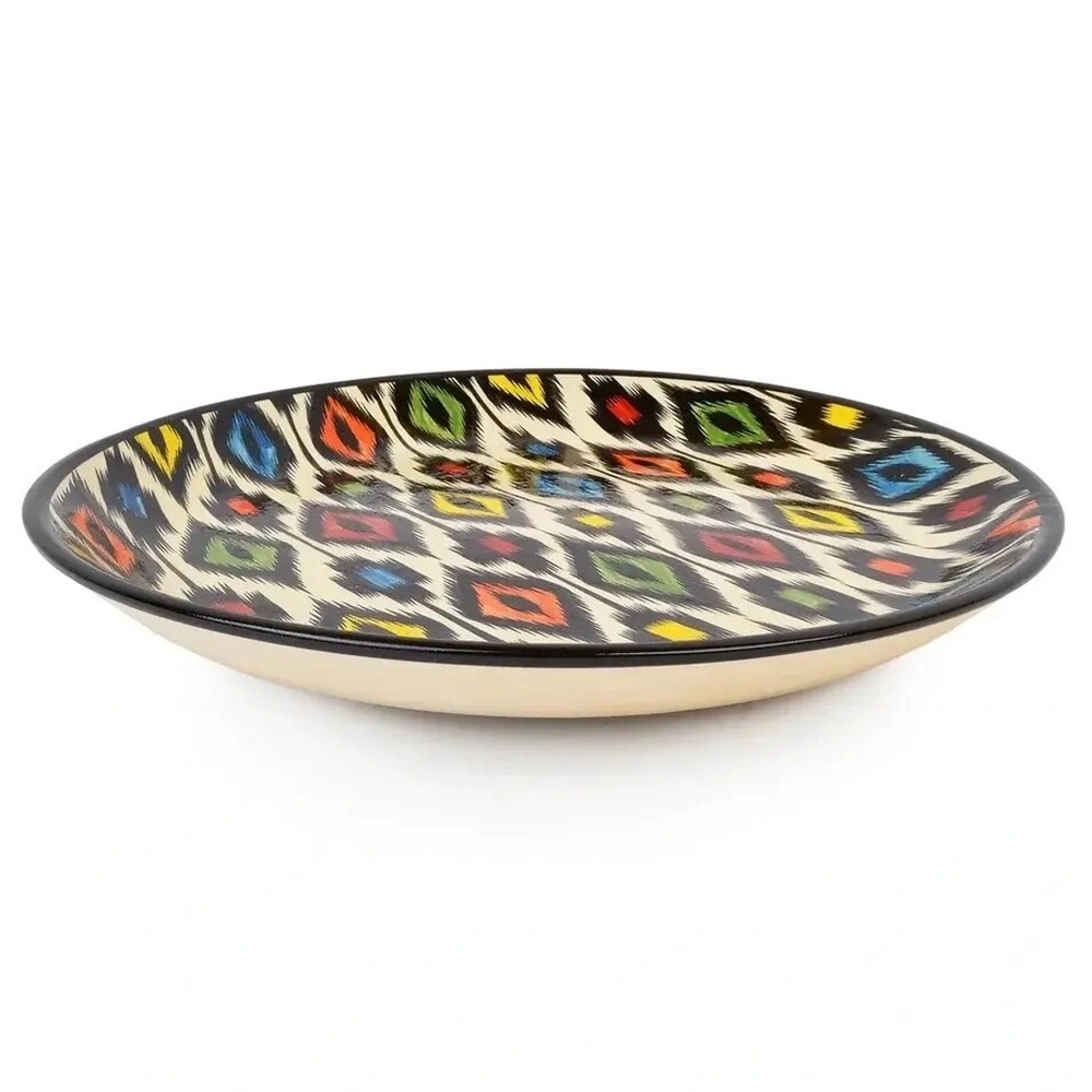 Ляган Риштанская Керамика 42 см. плоский, Атлас, цвет Микс