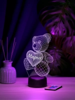 Ночник "Именной мишка Марья" - подарок девушке