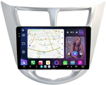 Магнитола для Hyundai Solaris 1 2010-2016 (рамка серебро) - FarCar S500-TS20 монитор 9.5" 2K QLED на Android 14, Быстрейшая, CarPlay, 4G SIM-слот
