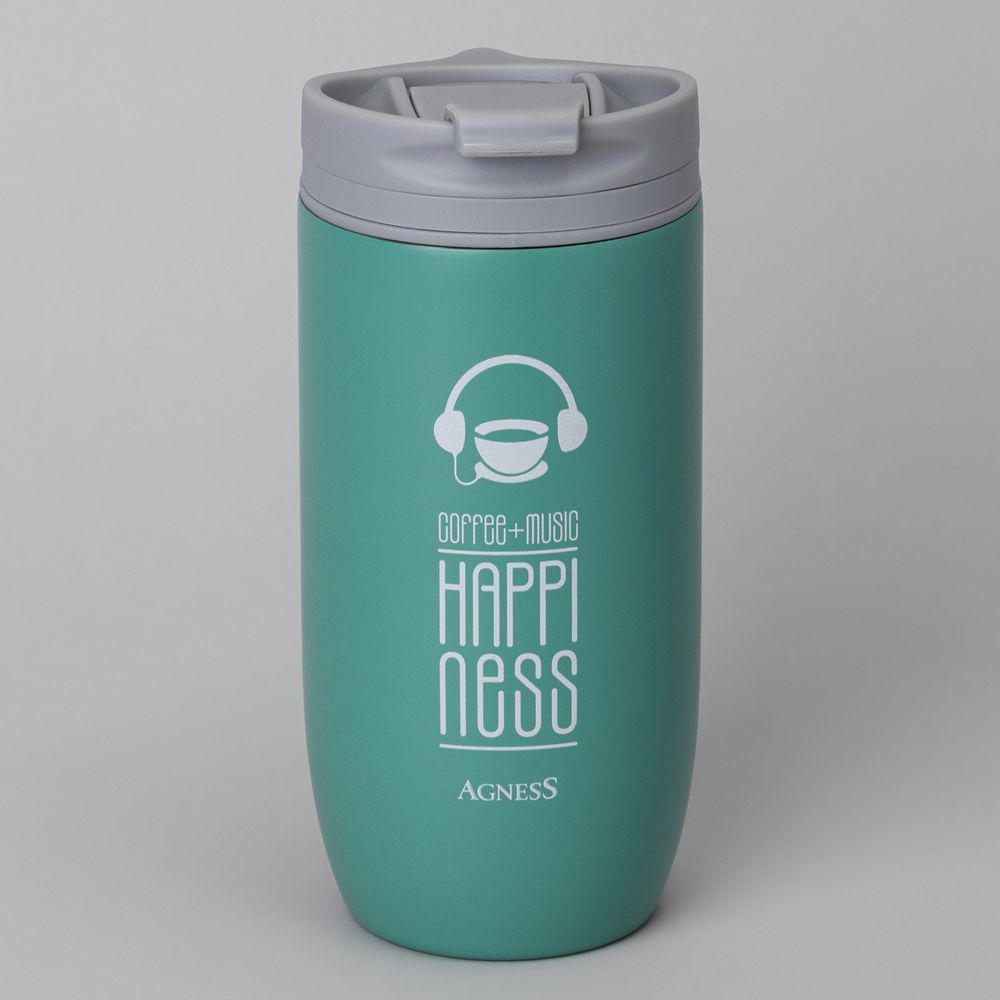 ТЕРМОКРУЖКА AGNESS "HAPPINESS" 450МЛ, КОЛБА НЕРЖ.СТАЛЬ 18/10
