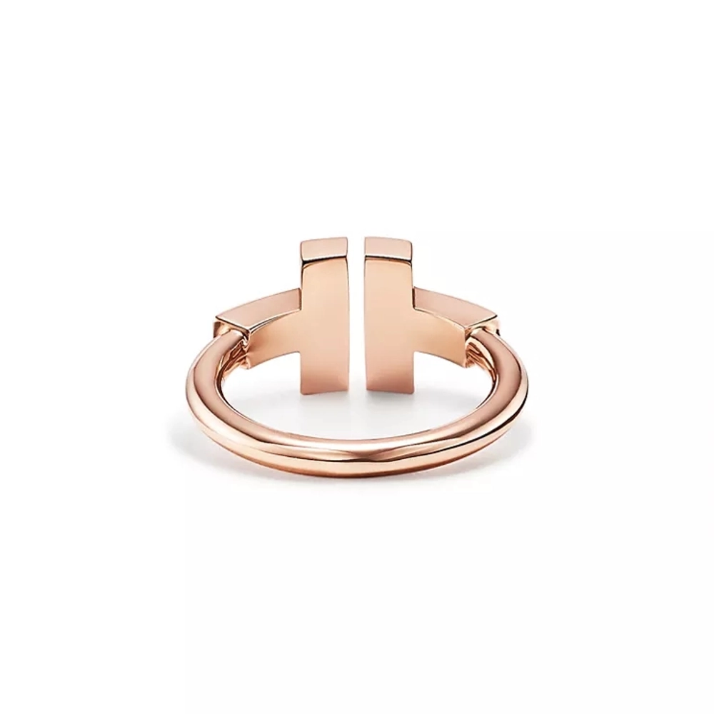 Кольцо из розового золота 18k с перламутром и бриллиантами, Tiffany 💠 T wire- В наличии