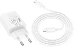 Adapter Сетевое зарядное устройство HOCO N63 White + USB Type-C - USB-C Cable