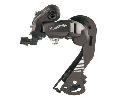 Переключатель задний Microshift RD-M21L на 6-7 скоростей, для 11-32 зубьев, для 2-3 скор. передней звезды, длинная лапка, ёмкость 43 зуба, крепление под болт