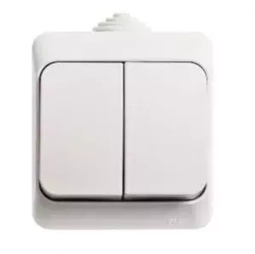Schneider Electric Белый Выключатель 2-клавишный IP44 открытая установка 17769