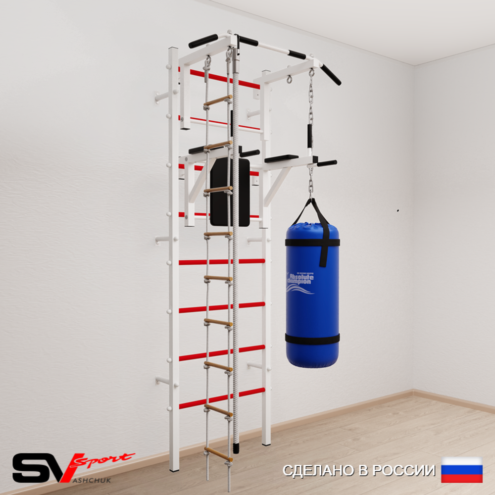 Шведская стенка Sv Sport 5752 (Турник стандарт/Брусья/Канат/Лестница/Цепь/Мешок 22кг)