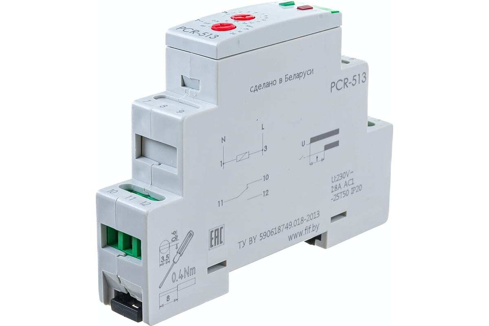 Реле времени PCR-513U 8А 12-264В AC/DC 1 перекл. IP20 задержка включ.