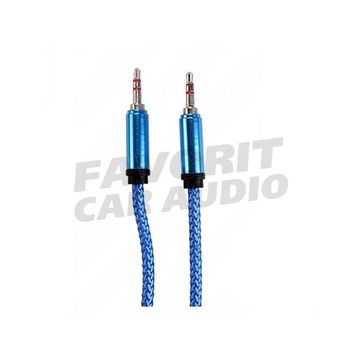 Кабель AUX, Jack 3,5mm(m) - Jack 3,5mm(m) без бренда JD-287, 1.5м, круглый, ткань, в переплёте, цвет: синий, в техпаке