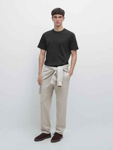 Massimo Dutti Брюки прямого кроя из смесовой хлопковой ткани, жемчужно-серый