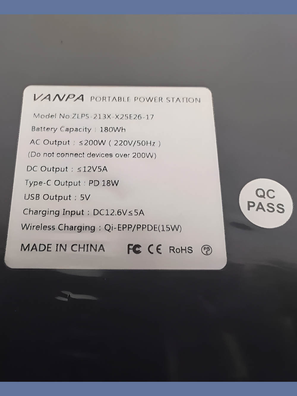 Электростанция портативная 220В 180Wh 200W VANPA  56204-FC200-6W