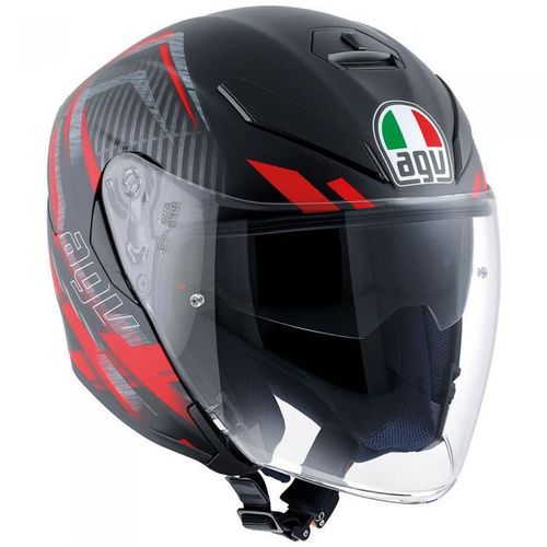 Купить Мотошлем Интеграл AGV K-5 Jet Urban Hunter / Матовый / Черно-красный