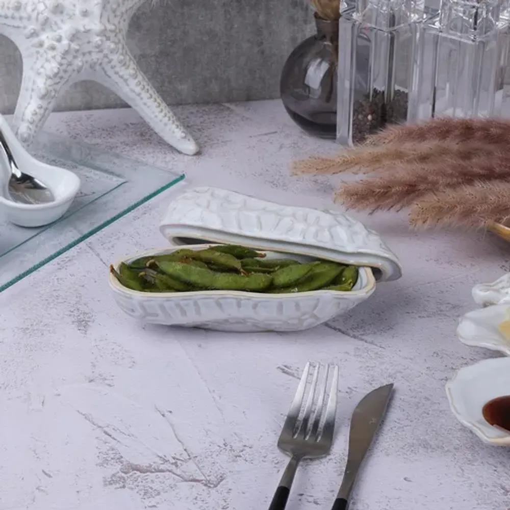 Блюдо для подачи 15*5,9 см h7 см 130 мл для закусок крышкой Groundnut Gray Frutti di Mare P.L. [1]