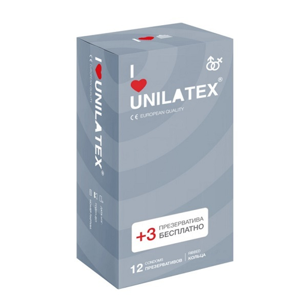 Презервативы с рёбрами Unilatex Ribbed 12шт