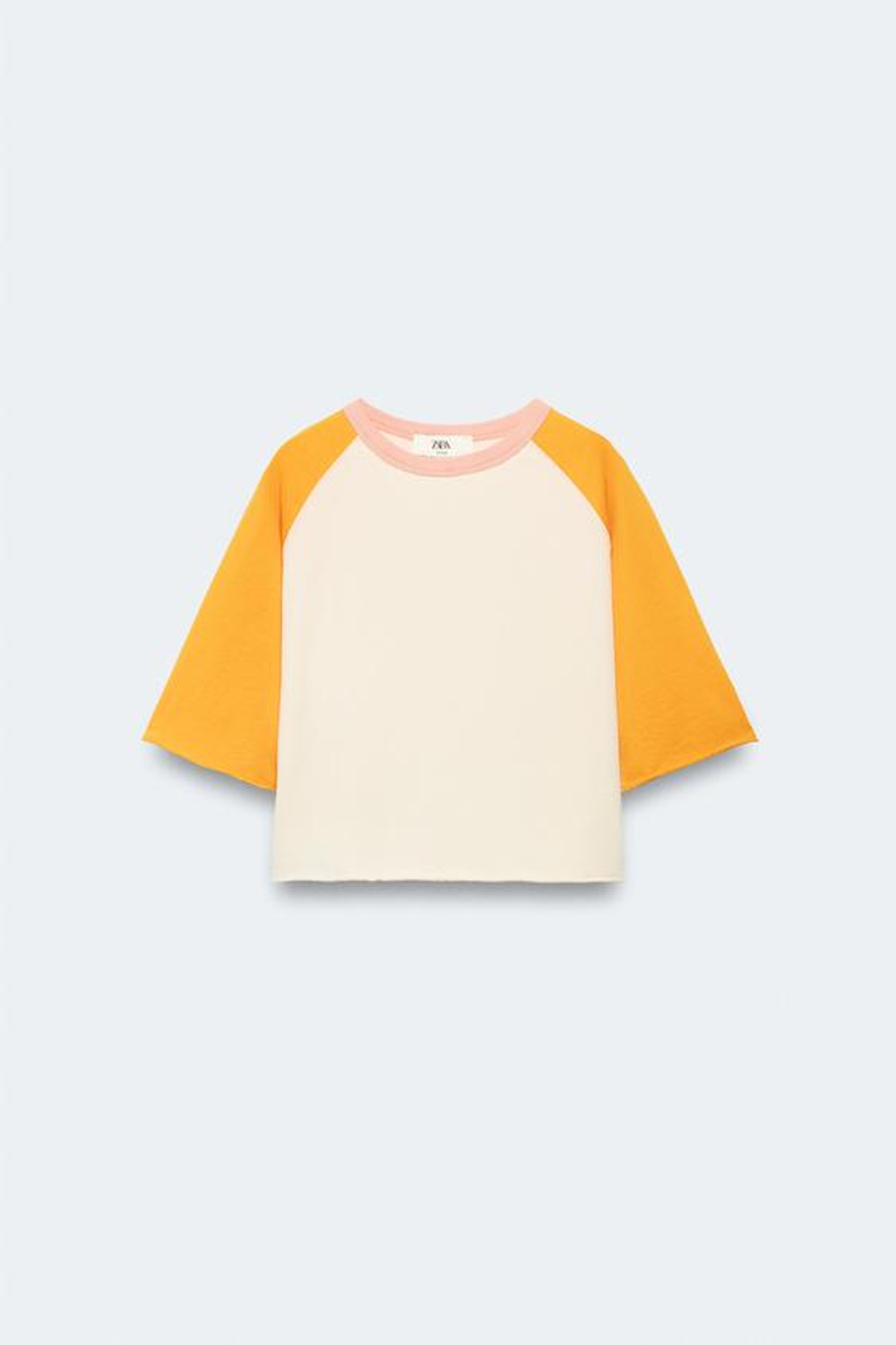 ZARA ФУТБОЛКА С КОНТРАСТНЫМ РУКАВОМ РЕГЛАН - LIMITED EDITION, ТЫКВЕННЫЙ