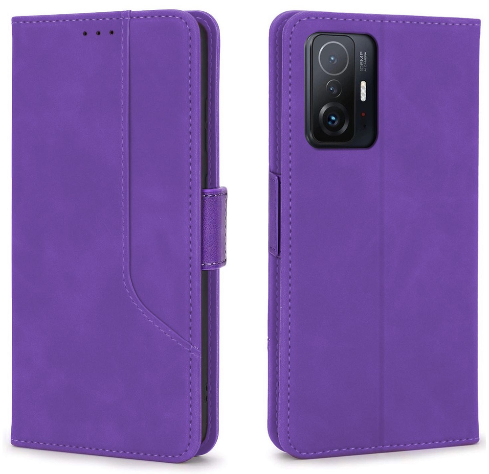 Стильный чехол-книжка из кожи для XIAOMI 11T PRO / 11T с отделом для наличных, 3 слотами для карт и подставкой