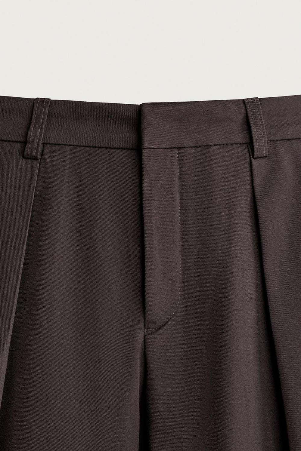 ZARA БРЮКИ RELAXED FIT СО СКЛАДКАМИ, БУРГУНДИ