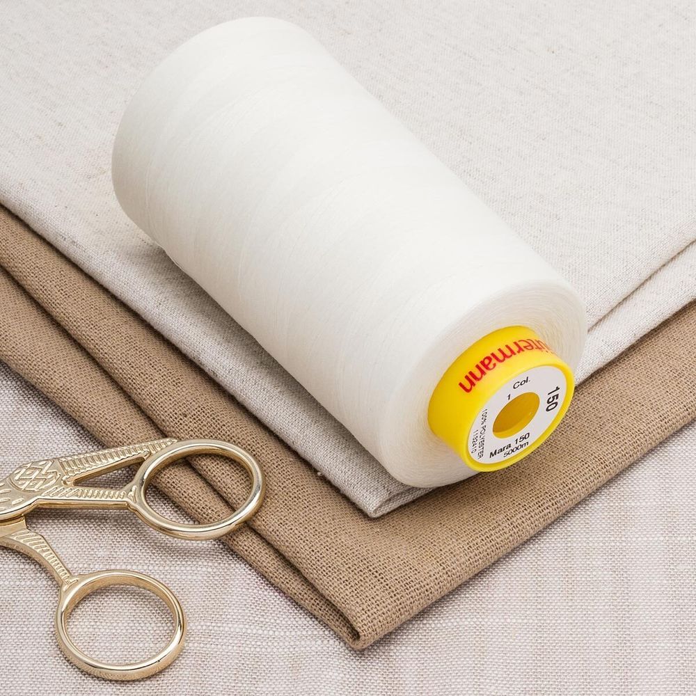Нитка Gutermann Mara 150 (5000 метров), 1 боб., особо тонкая | _001 молочный (сумрачно-белый)