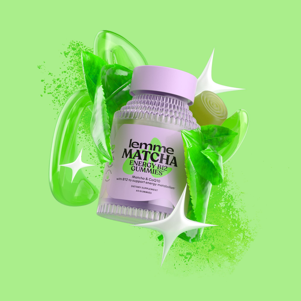 Lemme, Energy B12 и CoQ10, жевательные мармеладки, матча, 60 жевательных таблеток