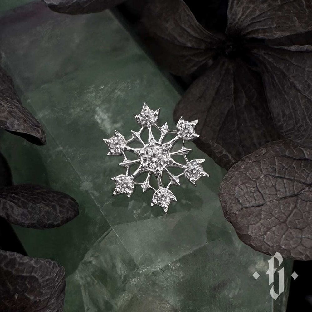 Накрутка "Snowflake" - Белое золото - White CZ