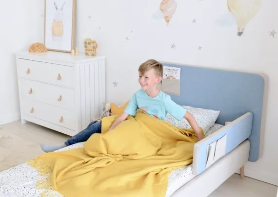 Кровать подростковая Soft (бежевый/голубой) 90*200 см