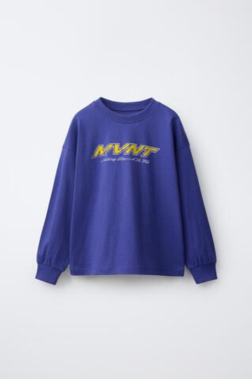 ZARA ФУТБОЛКА С ПРИНТОМ, ЯРКО-СИНИЙ