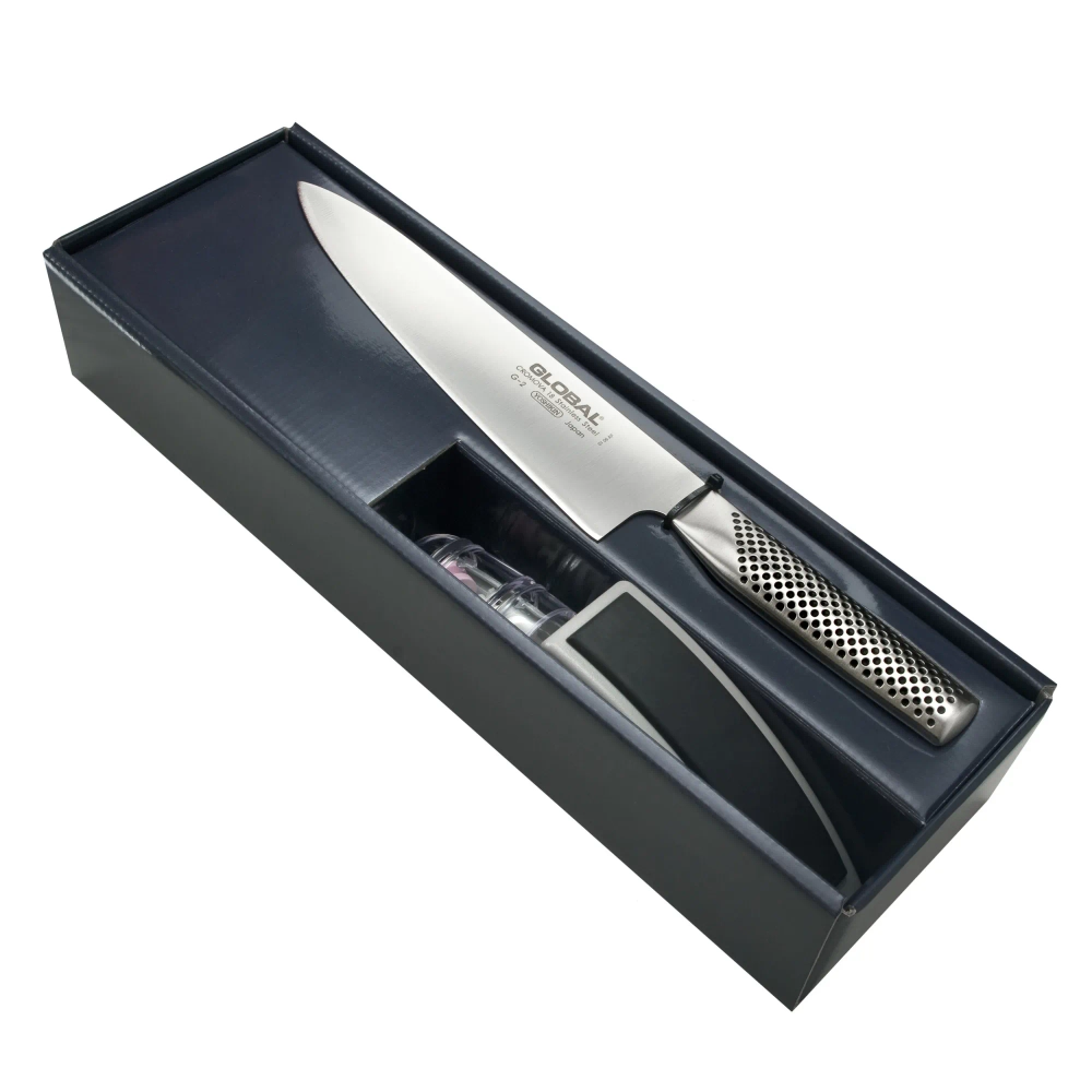 Global Поварской нож G-2 + точилка MinoSharp G-2220GB
