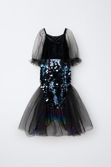 ZARA КОСТЮМ РУСАЛКИ С ПАЙЕТКАМИ, ЧЕРНЫЙ
