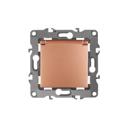Розетка ЭРА Серия 12 12-2103-14 2P+E Schuko со шторками с крышкой 16A-250В IP20 медь | Эра 12