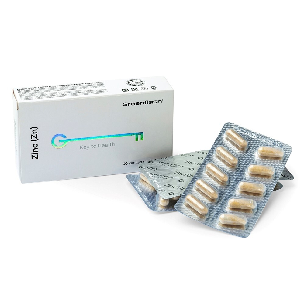 Greenflash Zinc (Zn) Цинк в хелатной форме, 30капсул