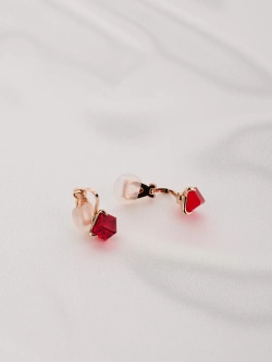 Клипсы Миражи с красными кристаллами Swarovski