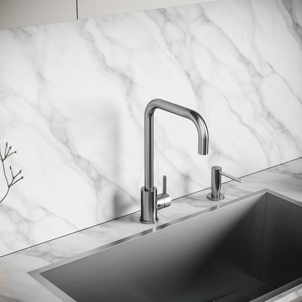 Смеситель для кухни из нержавеющей стали Sancos Stainless, с поворотным Г изливом, SC12002SS, арт. SC12002SS