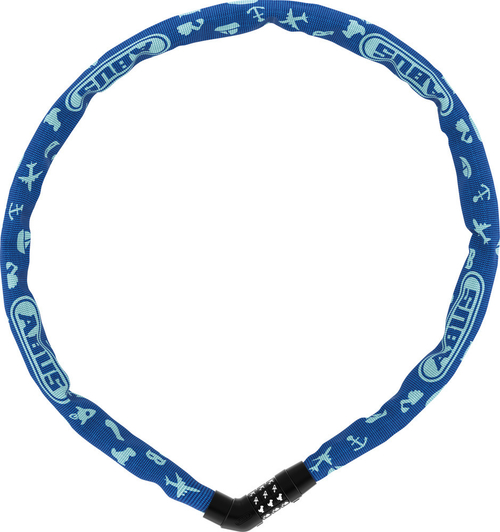 Замок вело цепь 4мм, кодовый разр, Steel-O-Chain 4804C/75см BU SYMBOLS класс защиты 3/15, 360гр голубой ABUS