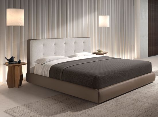 Кровать 7174 Angel Cerda из коричневой ткани и коричневой эко-кожи 180x200 см