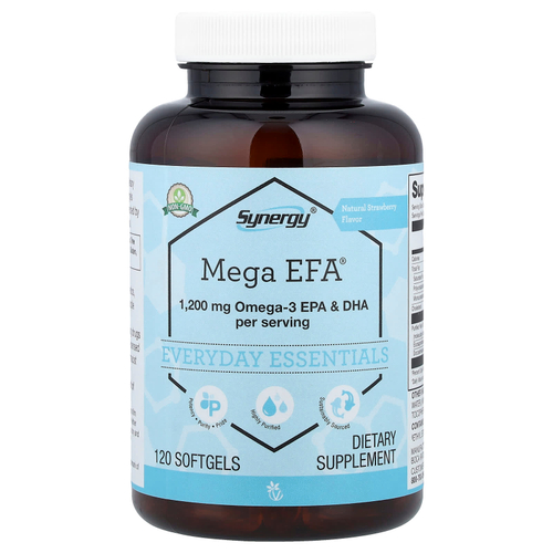 Vitacost, Synergy®, Mega EFA®, натуральный клубничный вкус, 120 капсул