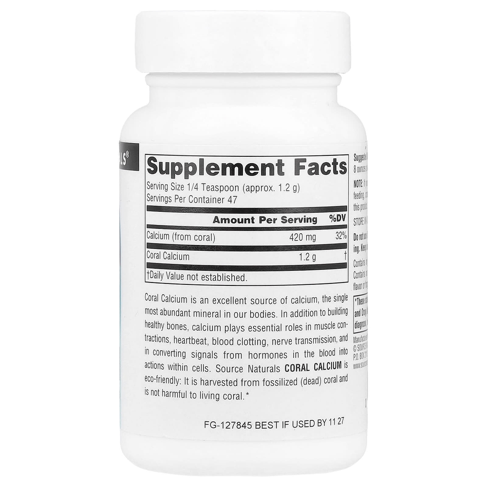 Source Naturals, коралловый кальций, порошок, 56,7 г (2 унции)
