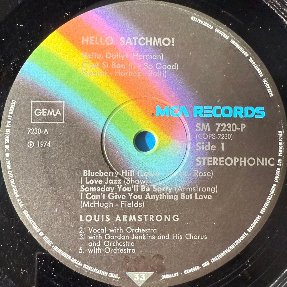 Louis Armstrong ‎– Hello Satchmo - His Golden Favorites (Германия 1974г.)