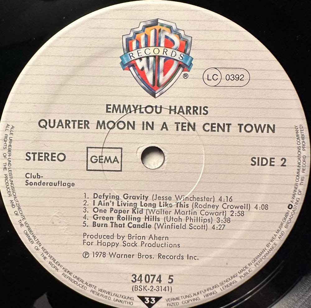 Emmylou Harris - Quarter Moon In A Ten Cent Town (Германия 1978г.)
