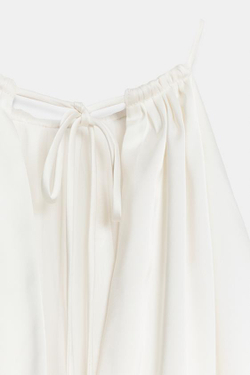 ZARA АТЛАСНЫЙ ТОП-БАЛЛОН, ЖЕЛТОВАТО-БЕЛЫЙ