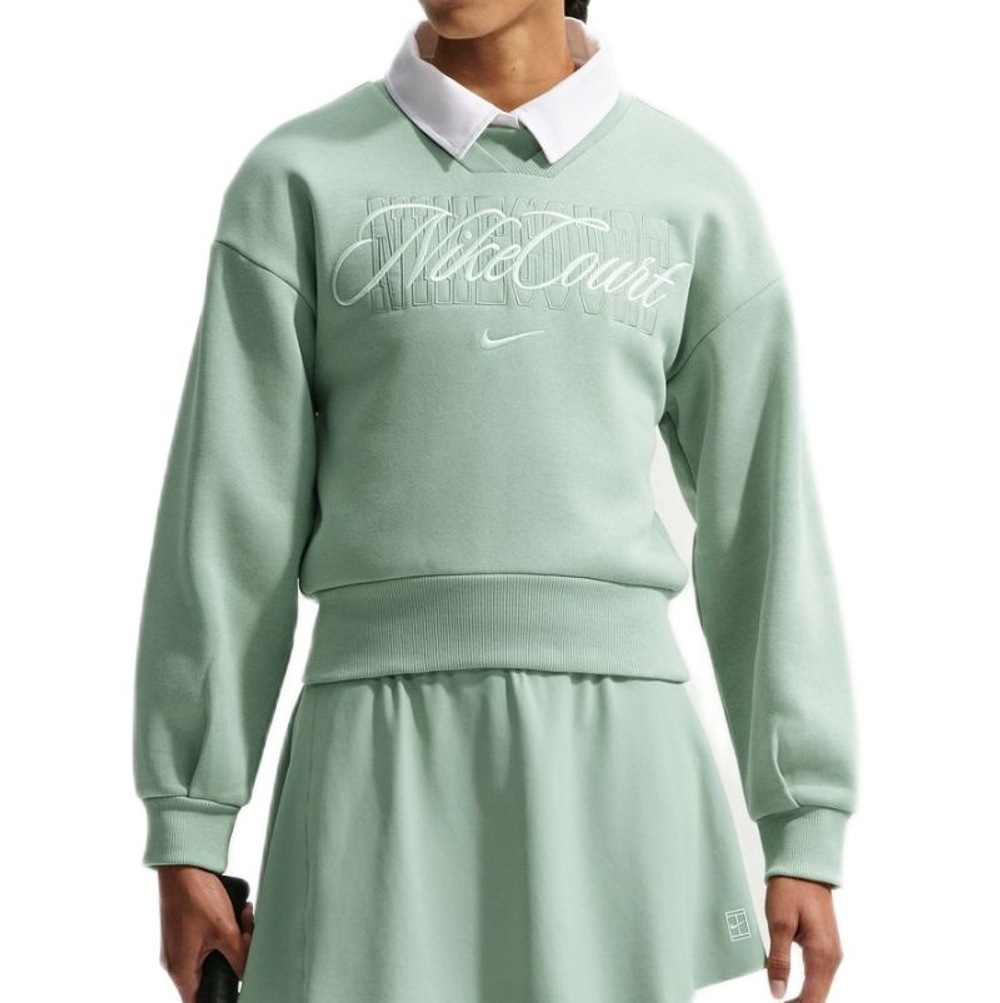 Женская Кофта теннисная Nike Court Collection Crew-Neck Tennis - steam/barely green navy