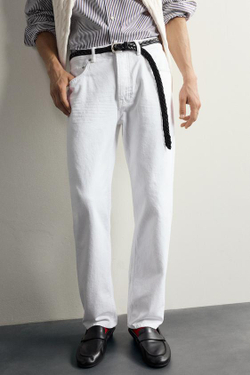 ZARA X AARON LEVIN ДЖИНСЫ STRAIGHT FIT, БЕЛЫЙ