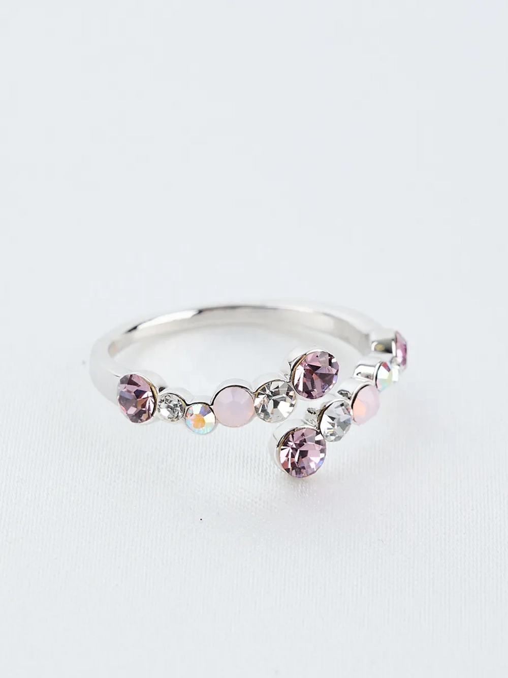 Кольцо Млечный путь с розовыми кристаллами Swarovski