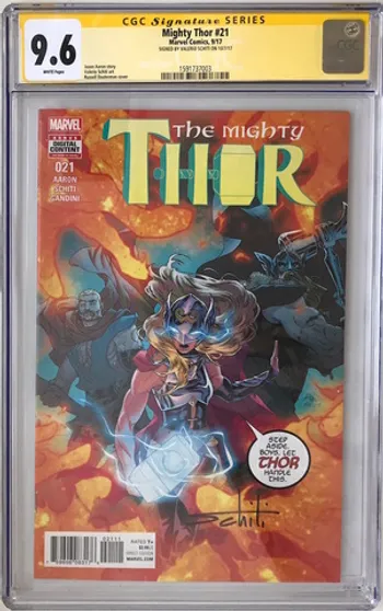 CGC The Mighty Thor #21. Автограф  Валерио Скити. Состояние 9,6 (уценка)