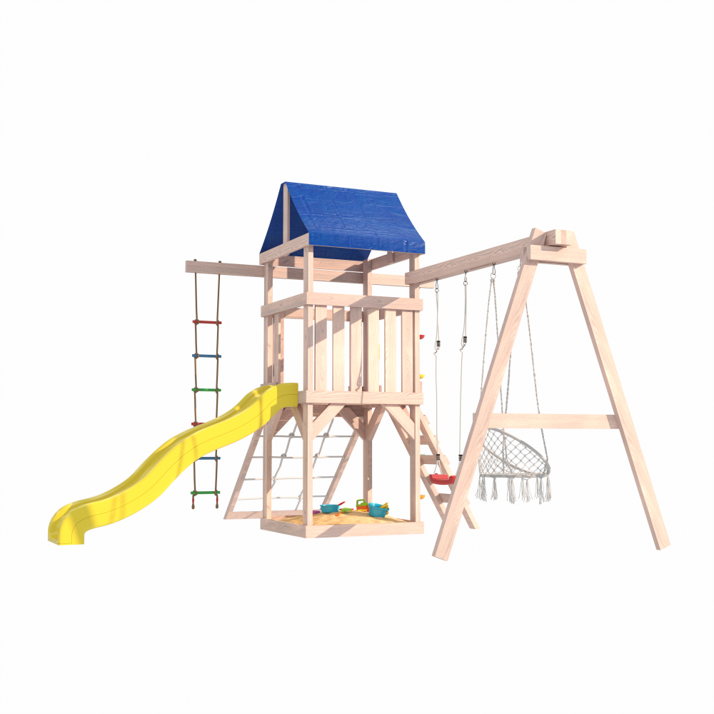 Детская площадка для улицы и дачи Fun Land неокрашенная с мини сеткой