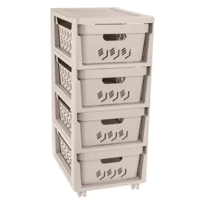 Комод на колесах deluxe, 4 ящика, 300х690 мм (светло-бежевый)