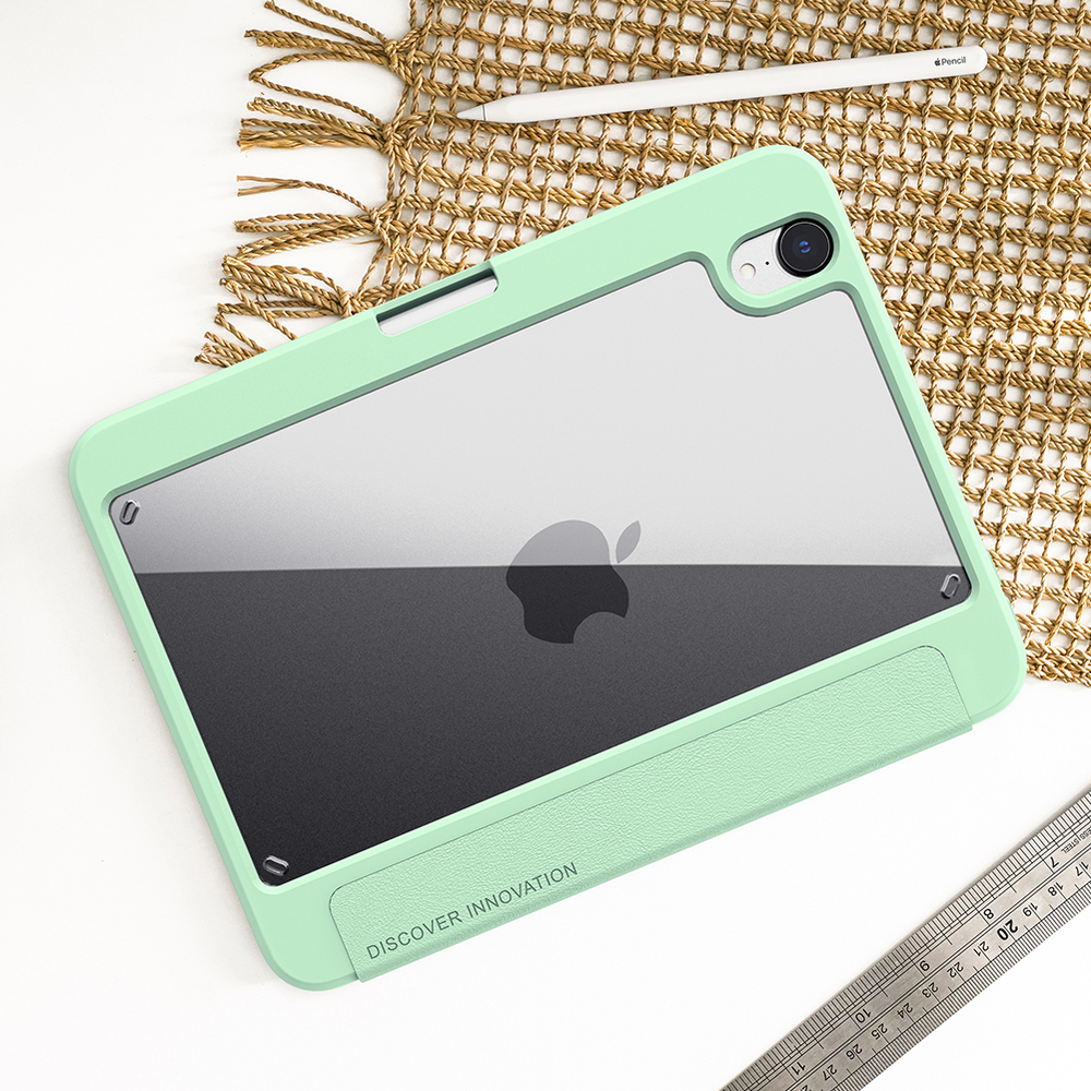 Чехол книжка зеленого цвета(Matcha Green) от Nillkin для планшета iPad Mini 6 и Mini 7, серия Bevel Leather Case, функция пробуждения и сна