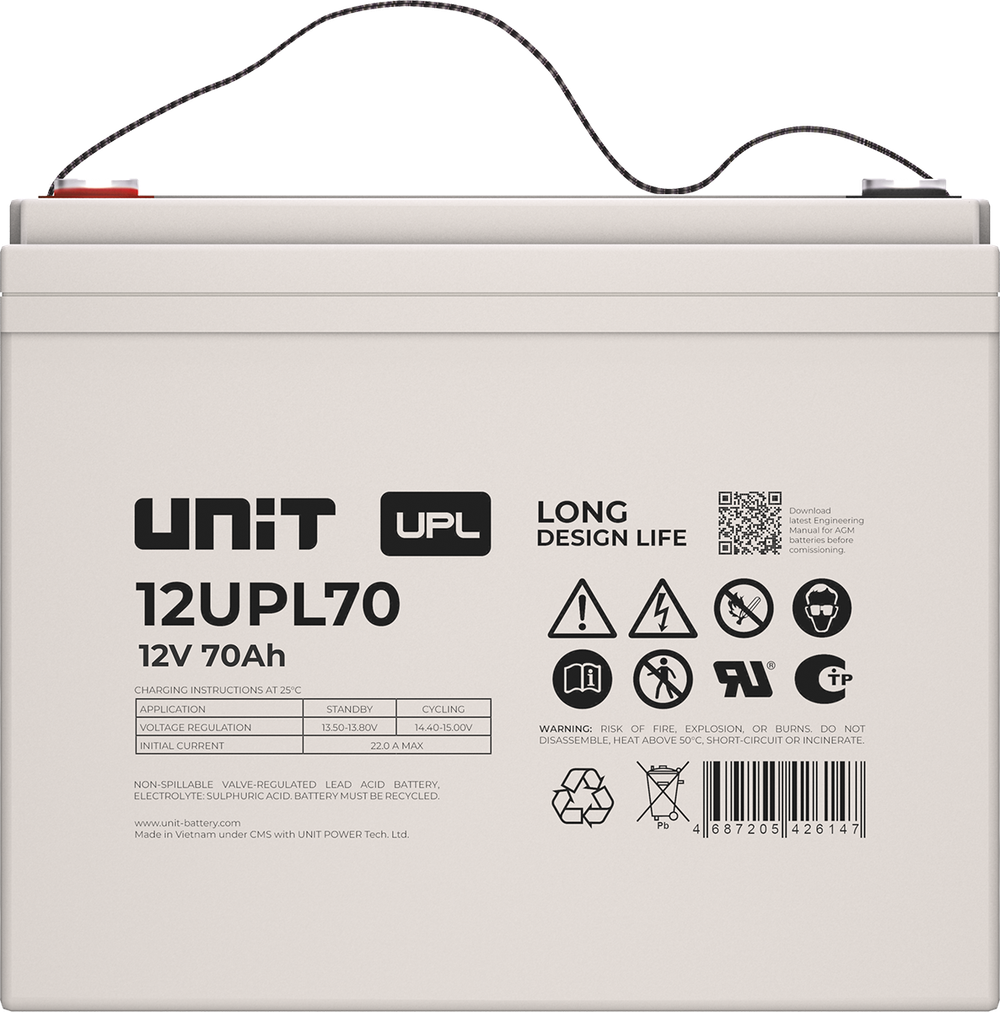 Аккумулятор UNIT 12UPL70 - AGM ( 12В / 70Ач )