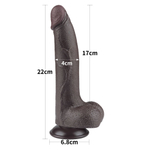 Коричневый фаллоимитатор с мошонкой 8.5 Sliding Skin Dual Layer Dong на присоске - 22 см. (Цвет: коричневый)