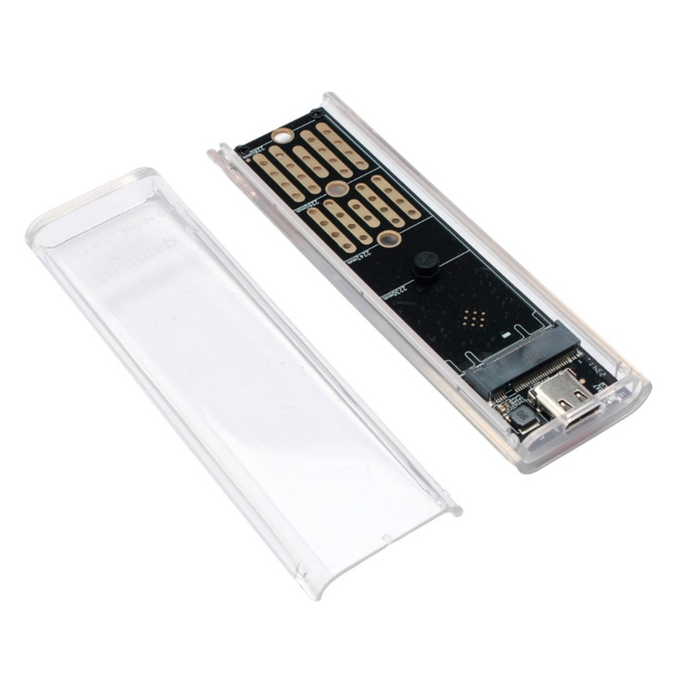Внешний корпус Gembird EEM2-NVME-2 для диска M2 NVME порт Type-С USB 3.1, пластик, прозрачный