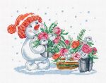 Набор для вышивания нитками Klart, Зима в розовом цвете, 24,5х19 см