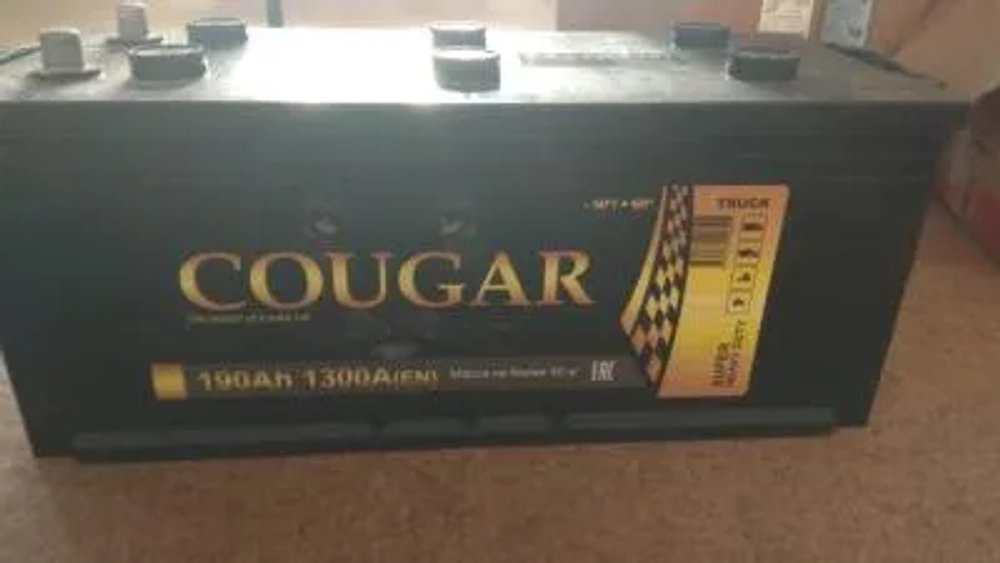 Аккумулятор 6СТ-190 А.ч., о.п., R+, COUGAR Power (конус) + слева
