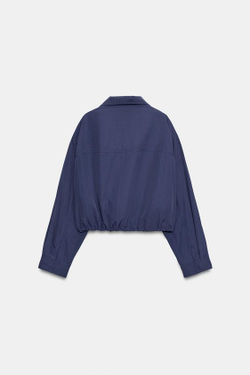 ZARA КУРТКА ИЗ ТЕХНИЧНОЙ ТКАНИ, ИНДИГО